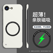 薏和善磁吸半包蘋(píng)果16E手機(jī)殼新款車載無(wú)線充超薄磨砂散熱iPhone16E不包邊十六防摔保護(hù)殼無(wú)邊框外殼后殼 【米白】磁吸無(wú)邊框半包不頂膜 iPhone 16e
