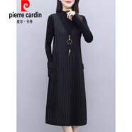 皮爾卡丹（pierre cardin）毛呢馬甲背心連衣裙兩件套女士2025春裝新款中年媽|媽毛衣套裝裙 背心裙+毛衣 XL 【115-125斤】
