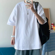 凡客誠品【新疆棉】五分袖夏季潮流純色純白百搭寬松內搭半袖短 白色 T39寬松半袖 M XL (175c130斤)