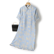 蘭尼詩菲新款時尚潮流女士連衣裙 淺藍色 2XL