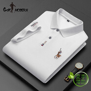 GOLF MODERN高爾夫服裝男裝T恤 刺繡馬球中年P(guān)OLO衫男 商務(wù)休閑男裝 白色8387 L