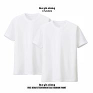 夏季純棉短袖T恤女夏純色體恤男純白白侶上衣圓領(lǐng)百搭打底衫 白色+白色【情侶兩件套】 L