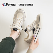 飛躍（Feiyue）德訓(xùn)帆布鞋男女情侶2024秋冬季新款百搭休閑運動板鞋小白鞋子 408灰米黑 35