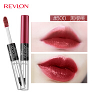 露華濃（Revlon）持久鎖色雙頭唇彩口紅不掉色不沾杯唇蜜唇釉女士化妝品女彩妝美妝 500#黑櫻桃