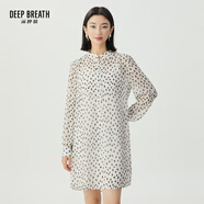 深呼吸DEEP BREATH女裝小花朵中式圓領(lǐng)高腰連衣裙（附吊帶裙）A500358 白底黑點(diǎn) M (3碼)