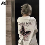 Jret復古港風chic短袖女t恤韓版夏季寬松小眾半袖體恤情侶裝上衣 白色  M 建議100斤內(nèi)