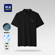 海瀾之家（HLA）短袖t恤男夏季新品POLO領(lǐng)撞色翻領(lǐng)短T男親膚透氣簡(jiǎn)約休閑上衣男 黑色8A(吸排/涼感抗菌防螨) L /175/92A