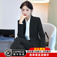 普妮姿黑色小西裝套裝女新款職業(yè)裝大學(xué)生職場面試正裝工作服西服外套秋 單件黑色西裝 L 【建議98-107斤】