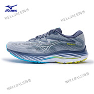 美津濃（MIZUNO）23春夏新款耐磨緩震慢跑鞋WAVE RIDER 27 01/藍灰色/白色/熒光黃 39