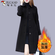 啄木鳥(niǎo)毛呢大衣女中長(cháng)款英倫風(fēng)2025春秋新款修身毛呢外套女顯瘦毛呢西裝 黑色加棉薄 輕薄 S 建議95斤以?xún)?
                                         title=