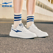 鴻星爾克（ERKE）運動(dòng)板鞋男鞋輕便耐磨小白鞋低幫舒適軟底休閑鞋潮流百搭滑板鞋 微晶白/墨水藍 39