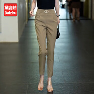 黛姿茹（daiziru）哈倫休閑褲子女夏季2025新款松緊腰九分工裝褲小個(gè)子小腳西裝褲 卡其色/長(zhǎng)褲 常規(guī) XL (29) 推薦115-125斤