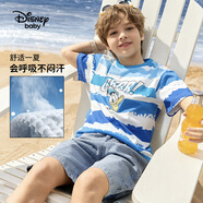 迪士尼（DISNEY）男童短袖T恤透氣排汗六一兒童節(jié)半袖上衣25夏DB421BE19藍150
