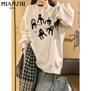 棉致美式小個(gè)子慵懶風(fēng)圓領(lǐng)衛衣女春秋冬季加絨新款韓版寬松女裝加厚 Y286白灰色【常規高品質(zhì)】 XXS 15斤