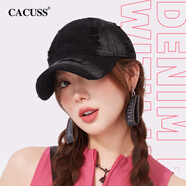 CACUSS棒球帽女春夏時(shí)尚鴨舌帽男破洞軟頂帽子女戶(hù)外遮陽(yáng)太陽(yáng)帽 黑色 均碼 57-59cm