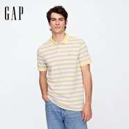 Gap男女裝2025春季新款刺繡logo短袖polo衫常規(guī)T恤上衣美版586306 黃色條紋 S 美碼 M亞洲碼175/92A