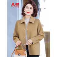 昱櫻媽媽裝2025春秋新款中年短外套女高檔中老年女裝時(shí)尚40到50歲洋氣 卡其色 2XL 建議105-120斤