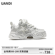 UANDI萬季2024年秋冬新款男女情侶款休閑鞋潮流時(shí)尚百搭面包運(yùn)動(dòng)滑板鞋 白色 2112-16 35 女款