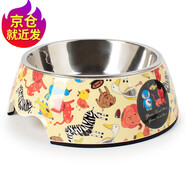 優(yōu)范 寵物狗狗碗狗盆貓碗 寵物貓狗糧食盆水盆美耐皿樹(shù)脂不銹鋼寵物碗 動(dòng)物世界 M（適合約6-25斤的貓狗）