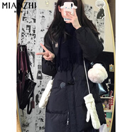 棉致牛角扣中長款棉服女冬季新款棉衣外套女面包服羽棉襖絨服韓版顯瘦 6652黑色【高品質(zhì)70】 M 95-120斤