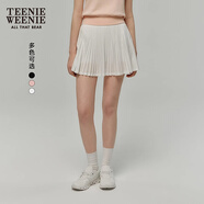 Teenie Weenie小熊半身裙女2025春夏新款運(yùn)動休閑學(xué)院風(fēng)簡約百褶裙短裙女 象牙白 L