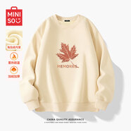 名創(chuàng)優(yōu)品（MINISO）衛(wèi)衣男春秋中國風(fēng)潮牌寬松百搭無帽長袖男士秋冬款圓領(lǐng)休閑上衣服 淺米(回憶楓中標(biāo)) 加絨 XL 180(體重140-160斤左右)