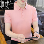 尊威仕（ZUNWEISHI）T恤男2025新款純色高端粉色polo衫男裝休閑夏季冰絲短袖薄T WE2913粉色 XL 180 (130-140斤)