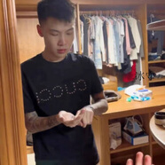 糜鴻（MIEHONE）蘇6同款衣服新款燙鉆柳釘字母短袖男蘇六同款修身百搭小伙半袖衫 燙鉆柳釘黑色【高質(zhì)量款】 XL 燙鉆柳釘