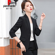 皮爾卡丹（pierre cardin）小西裝職業(yè)套裝女外套2025春秋新款氣質(zhì)女士上衣面試正裝工作服25 藏蘭色外套+白襯衫+西褲 5XL