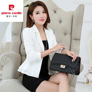 皮爾卡丹春裝新款長(cháng)袖小西裝女外套韓版修身荷葉邊小西服女短款糖果色西裝 白色 L 100斤左右