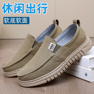 布瑞京老北京布鞋新款男士帆布鞋一腳蹬中老年爸爸鞋透氣舒適休閑男鞋 綠色 41