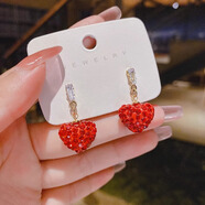 蝴蝶少女紅色滿(mǎn)鉆愛(ài)心耳釘簡(jiǎn)約女小巧網(wǎng)紅立體心形耳墜2026年新款潮人耳環(huán) 紅色超仙滿(mǎn)鉆紅桃心耳釘一對