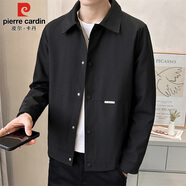 皮爾卡丹（pierre cardin）外套男春秋季潮流翻領(lǐng)休閑工裝夾克男士外穿衣服男裝 黑色 2XL 