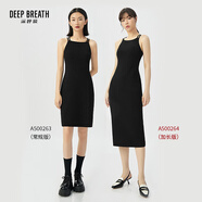 深呼吸DEEP BREATH女裝雙吊帶無(wú)袖豎坑條針織連衣裙A500264 A500263 黑-加長(cháng) (建議身高165cm以上) S (2)