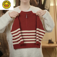 G.duck兒童毛衣秋冬季韓版男女童寶寶加厚毛線(xiàn)衣春秋條紋針織衫 紅色 140 建議身高130-140拍