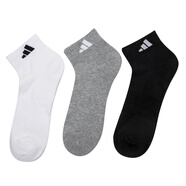 阿迪達斯（adidas）男襪女襪 2026新款中筒白襪子健身訓練休閑襪透氣低幫短襪中襪 JC9270/黑白灰/中筒/三雙裝 【S】建議鞋碼:35-38/22-24cm