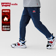 Levi's李維斯童裝新款男童加絨束腳牛仔褲兒童保暖牛仔長(cháng)褲 深靛藍 130 /56 【建議身高116-122cm】
