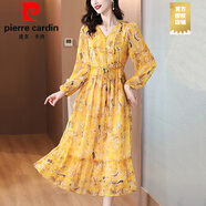 皮爾卡丹（PIERRE CARDIN）休閑連衣裙春秋2025新款茶歇法式碎花裙溫柔風(fēng)優(yōu)雅氣質(zhì)時(shí)尚長裙 廣州十三行連衣裙花色 2XL 超仙連衣裙新品 建議十三0-140斤