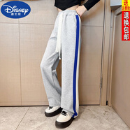 迪士尼（DISNEY）2025新款洋氣女童褲子休閑闊腿褲春秋中大兒童運(yùn)動(dòng)寬松直筒褲外穿 灰色【春秋款】潮流前線 140