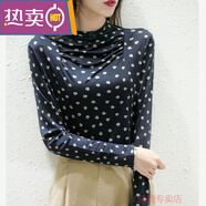 東方鴨秋冬打底衫女韓國天絲針織長(cháng)袖襯衫半高領(lǐng)上衣外穿氣質(zhì)小衫洋氣 深藍色 加絨 4XL