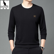 袋鼠（DAISHU）長袖t恤男士圓領(lǐng)休閑春秋季中年打底衫上衣服純色秋冬加絨衛(wèi)衣男 JXYXL81-X83666春秋款黑色 XL 175建議135-150斤