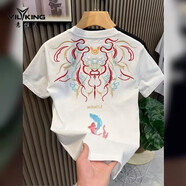 南極人（Nanjiren）2025中國(guó)風(fēng)男裝鯉魚(yú)刺繡短袖T恤男夏季國(guó)潮元素半袖圓領(lǐng)體恤上衣 刺繡短袖白色 M
