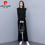 皮爾卡丹（pierre cardin）運動(dòng)套裝女士休閑大碼顯瘦時(shí)尚洋氣搭配一整套衛衣三件套春秋冬季 黑色套裝 【大碼胖mm顯瘦寬松端 2XL 【130-150斤】