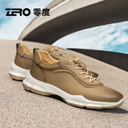 零度尚品ZRO男鞋夏季新款休閑鞋男舒適超輕厚底日常百搭板鞋真皮耐磨鞋子 棕色 【標(biāo)準(zhǔn)皮鞋碼】 41