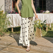 Olrain歐芮兒黑白波點(diǎn)半身裙女春季新款法式復古高腰A字裙 黑白波點(diǎn) S 155/64A/S