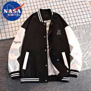 NASA MARVEL官方夾克男春秋外套美式棒球服休閑潮牌時(shí)尚百搭情侶裝 黑色 M 