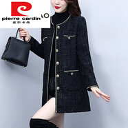 皮爾卡丹（pierre cardin）中長款小香風(fēng)圓領(lǐng)外套女秋冬2024年新款中年粗花呢子毛呢大衣 圖片色 4XL (155-175斤)