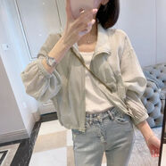 JRET防曬衣女2025夏季新款慵懶風法式休閑時尚輕薄透氣防曬衣短外套女 豆綠色 L 【建議101-115斤】