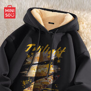 名創(chuàng)優(yōu)品（MINISO）連帽衛(wèi)衣男冬季加厚寬松百搭羊羔絨保暖衣服青年學(xué)生休閑帥氣外套 【重磅羊羔絨】深灰(大日暮晚巷) M 170(體重100-120斤左右)