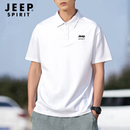 JEEP SPIRIT短袖t恤男透氣夏季翻領(lǐng)polo衫男速干冰絲休閑運動(dòng)上衣 白色L